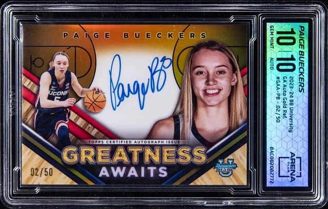 2023-24 Bowman University Best Paige Bueckers Greatness Awaits Autograph Gold Refractor #GAA-PB card image