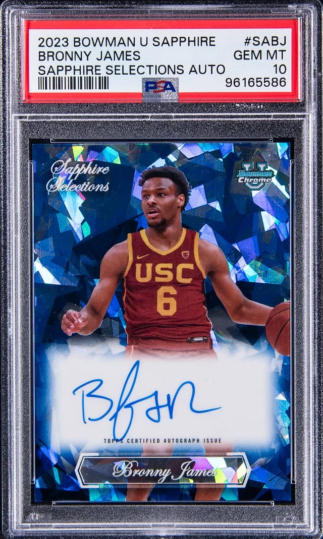 2023-24 Bowman University Bronny James Sapphire Selections Autograph #SABJ card image
