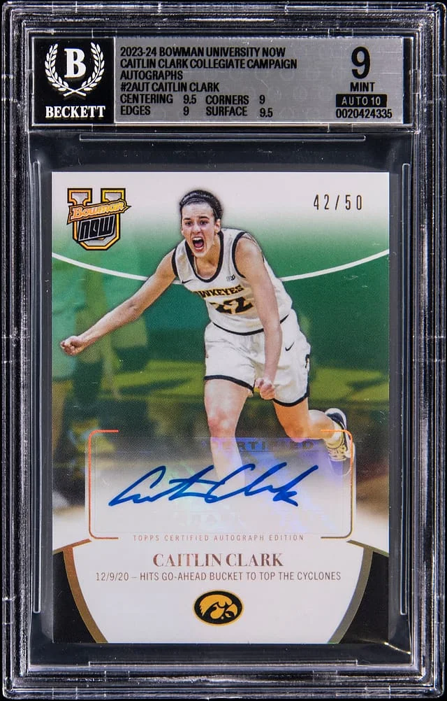 2023-24 Bowman University Caitlin Clark Now Collegiate Campaign Autographs #2-AUT card image