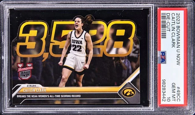 2023-24 Bowman University Caitlin Clark Now Die-Cut #49CC card image
