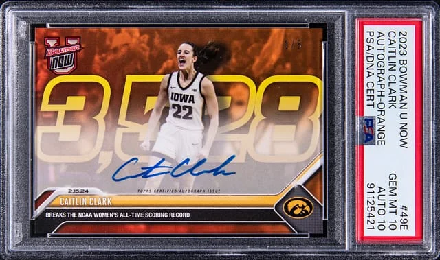 2023-24 Bowman University Caitlin Clark Now Autograph Orange #49E card image
