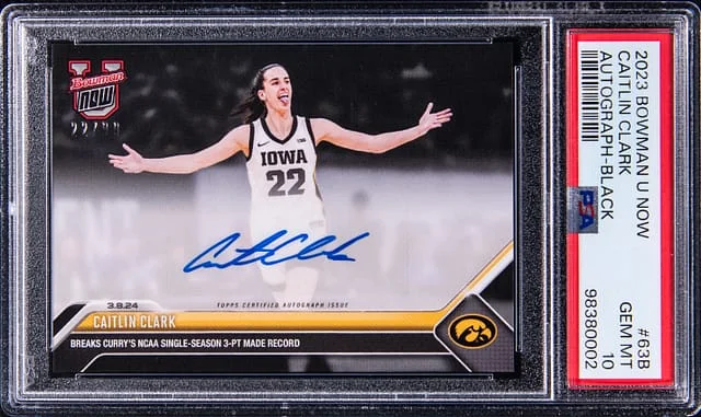 2023-24 Bowman University Caitlin Clark Now Autograph Black #63B card image
