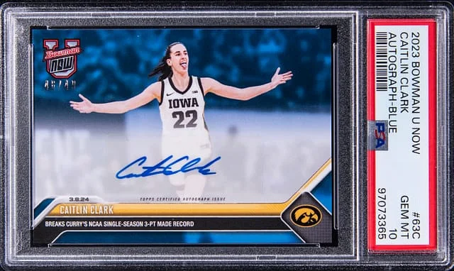 2023-24 Bowman University Caitlin Clark Now Autograph Blue #63C card image