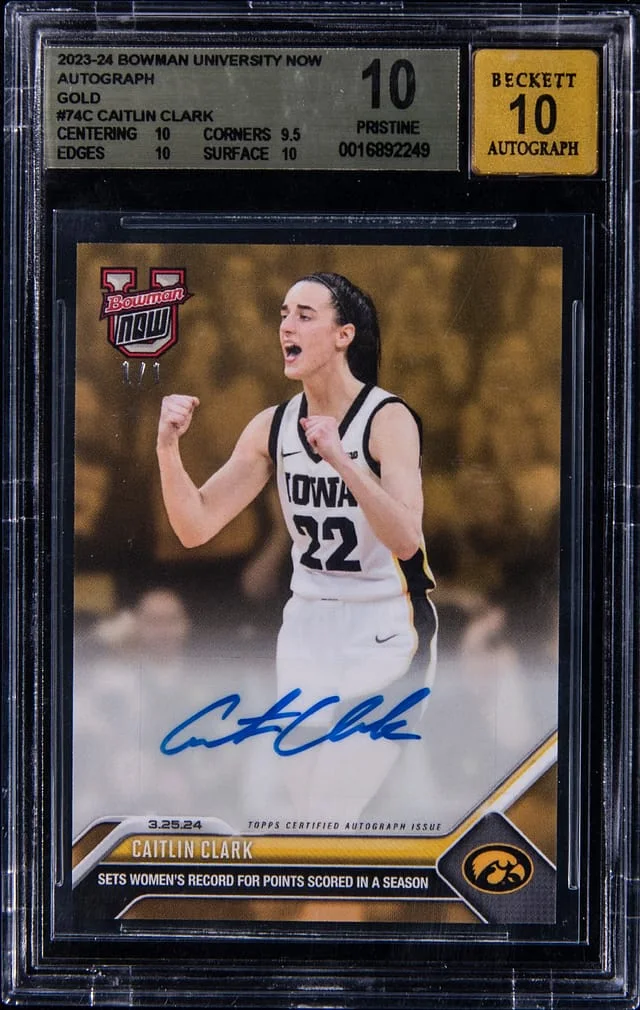 2023-24 Bowman University Caitlin Clark Now Autograph Gold #74C card image