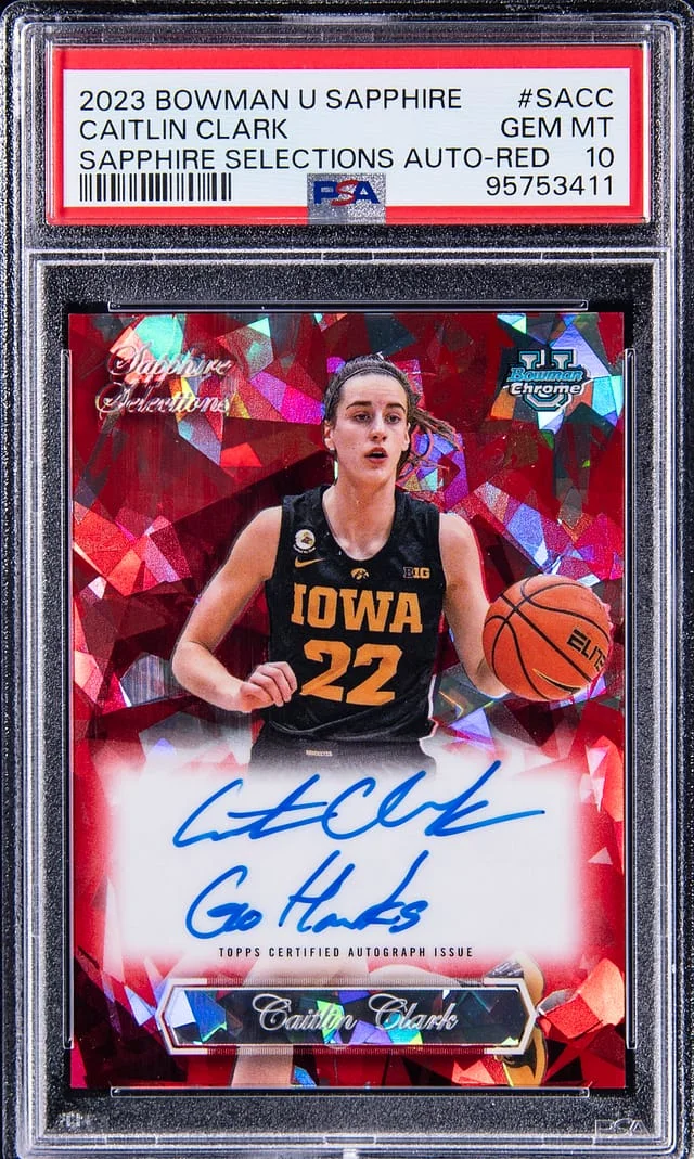 2023-24 Bowman University Caitlin Clark Sapphire Edition Sapphire Selections Autograph Red #SACC card image