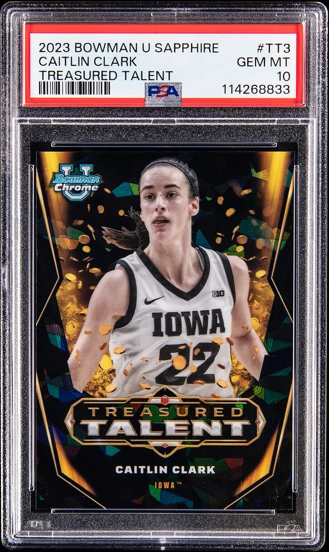 2023-24 Bowman University Caitlin Clark Sapphire Treasured Talent #TT-3 card image