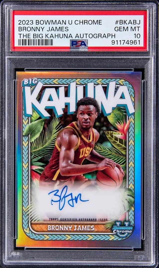 2023-24 Bowman University Chrome Bronny James The Big Kahuna Autograph #BKABJ card image