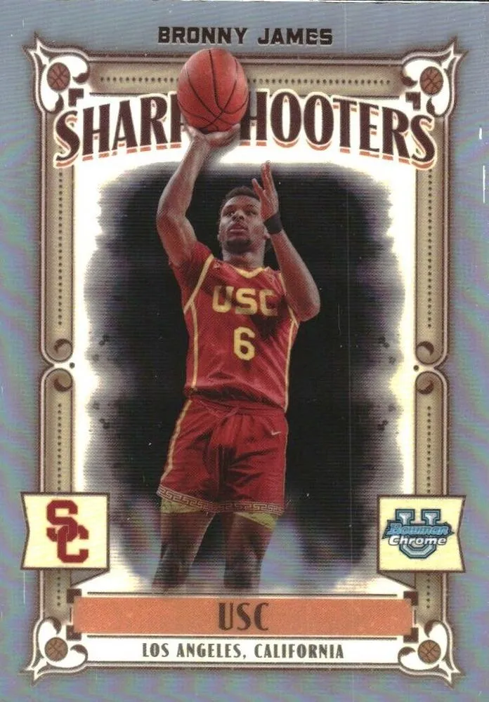 2023-24 Bowman University Chrome Bronny James Sharp Shooters #SS-1 card image