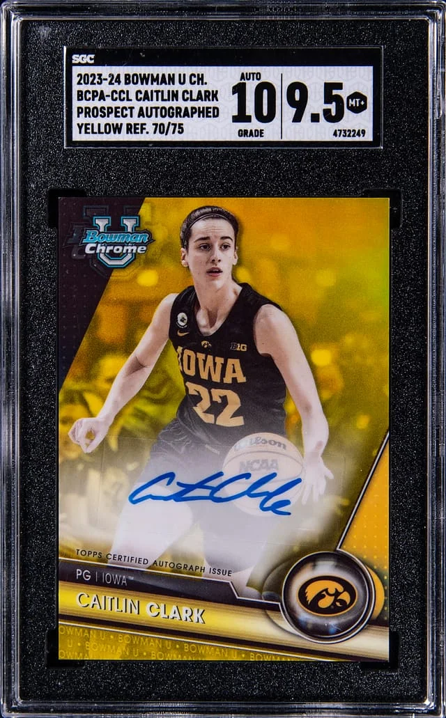 2023-24 Bowman University Chrome Caitlin Clark Prospects Autograph Gold Refractor #BCPA-CCL card image