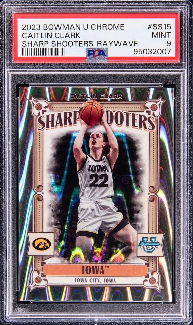 2023-24 Bowman University Chrome Caitlin Clark Sharp Shooters #SS15 card image