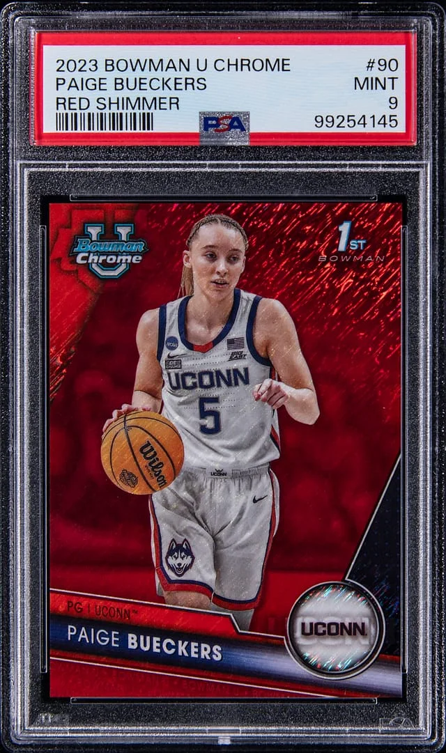 2023-24 Bowman University Chrome Paige Bueckers Red Shimmer Refractor #90 card image