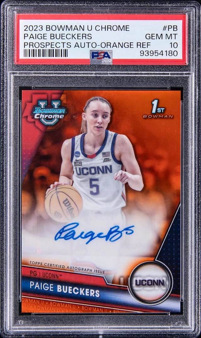 2023-24 Bowman University Chrome Paige Bueckers Prospect Autographs Orange Refractor #BCPA-PB card image