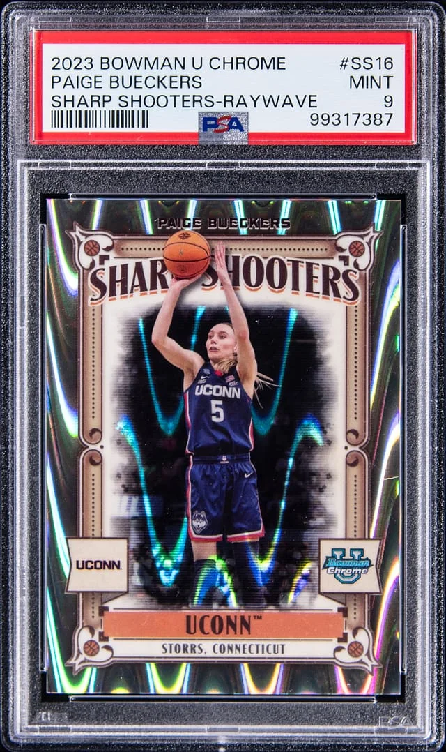 2023-24 Bowman University Chrome Paige Bueckers Sharp Shooters Raywave #SS16 card image