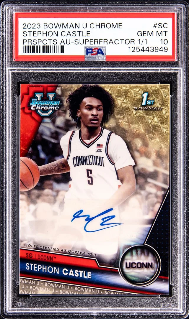 2023-24 Bowman University Chrome Stephon Castle Prospects Autograph SuperFractor #SC card image
