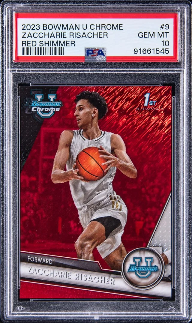 2023-24 Bowman University Chrome Zaccharie Risacher Red Shimmer #9 card image