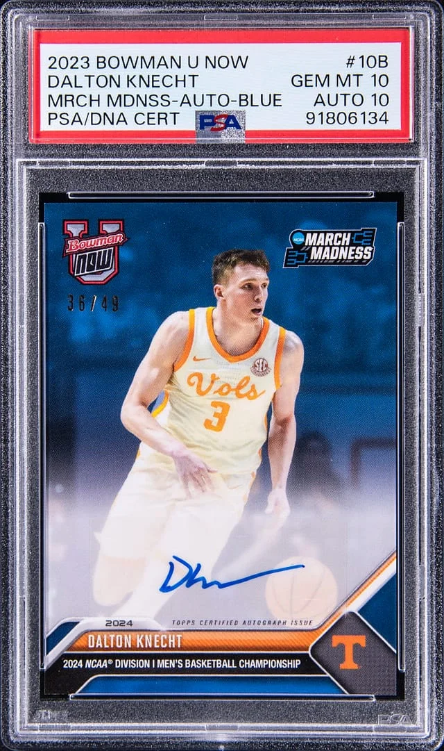 2023-24 Bowman University Dalton Knecht Now March Madness Autograph Blue #10B card image