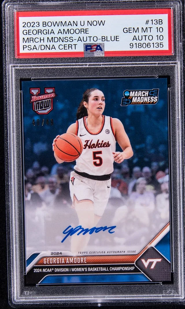 2023-24 Bowman University Georgia Amoore Now March Madness Autograph Blue #13B card image