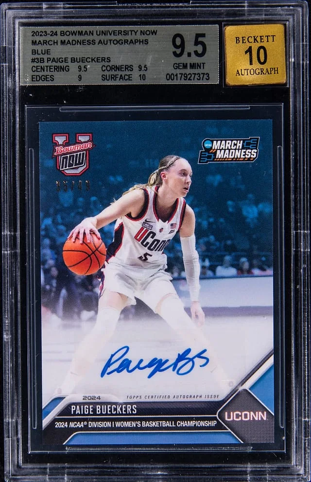 2023-24 Bowman University Paige Bueckers Now March Madness Autographs Blue #3b card image