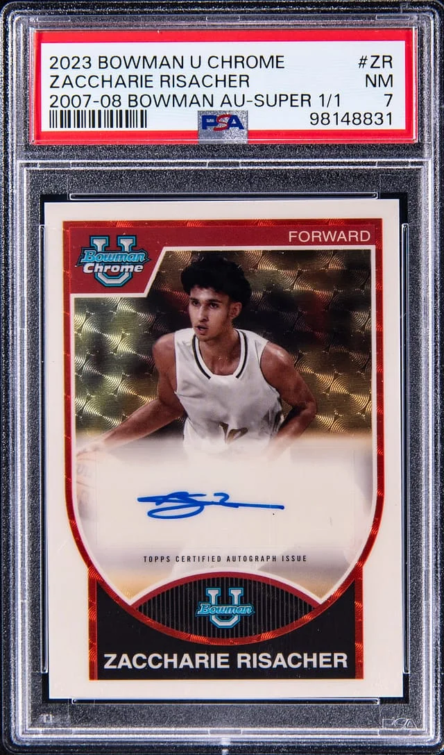 2023-24 Bowman Zaccharie Risacher U Chrome '07-08 Bowman Autograph SuperFractor #07BA-ZR card image