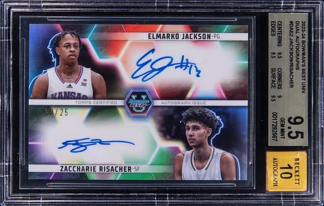 2023-24 Bowman's Best Elmarko Jackson/Zaccharie Risacher Dual University Dual Autographs #DA-EZ card image
