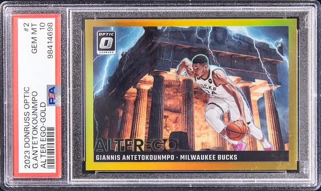 2023-24 Donruss Optic Giannis Antetokounmpo Alter Ego Gold Prizm #2 card image