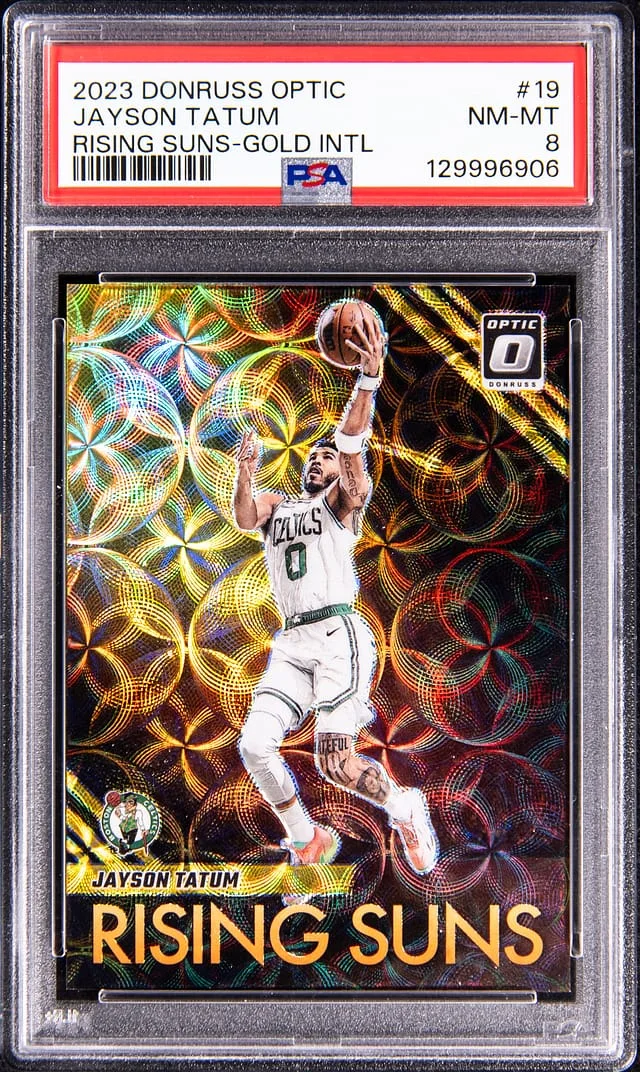 2023-24 Donruss Optic Jayson Tatum Rising Suns Gold International #19 card image