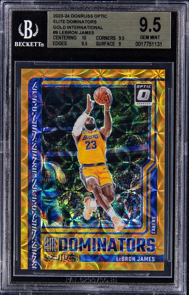 2023-24 Donruss Optic LeBron James Elite Dominators Gold International #9 card image