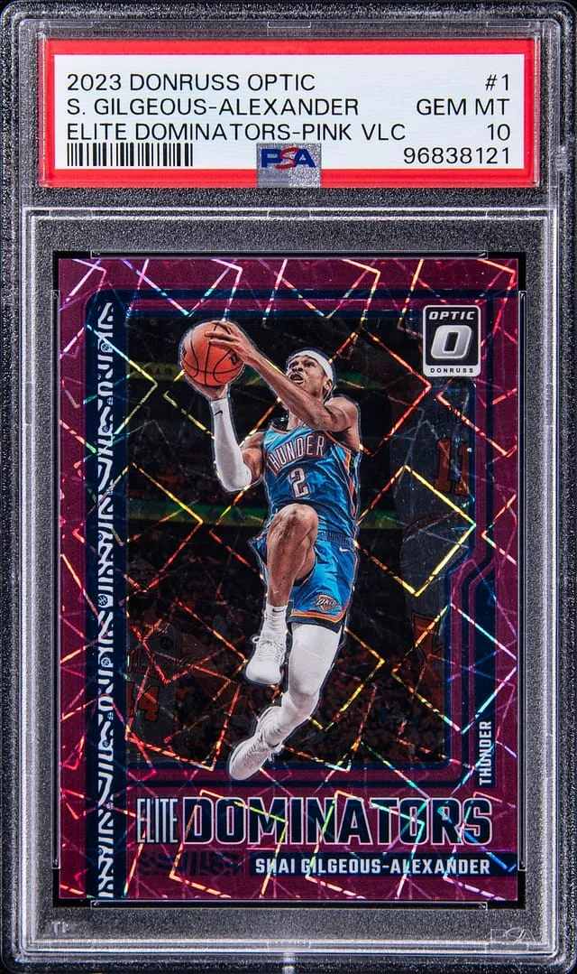 2023-24 Donruss Optic Shai Gilgeous-Alexander Elite Dominators Pink Velocity #1 card image