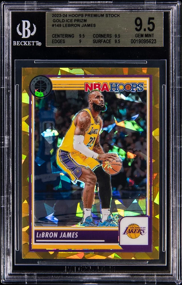 2023-24 Hoops Lebron James Premium Stock Gold Ice Prizm #149 card image