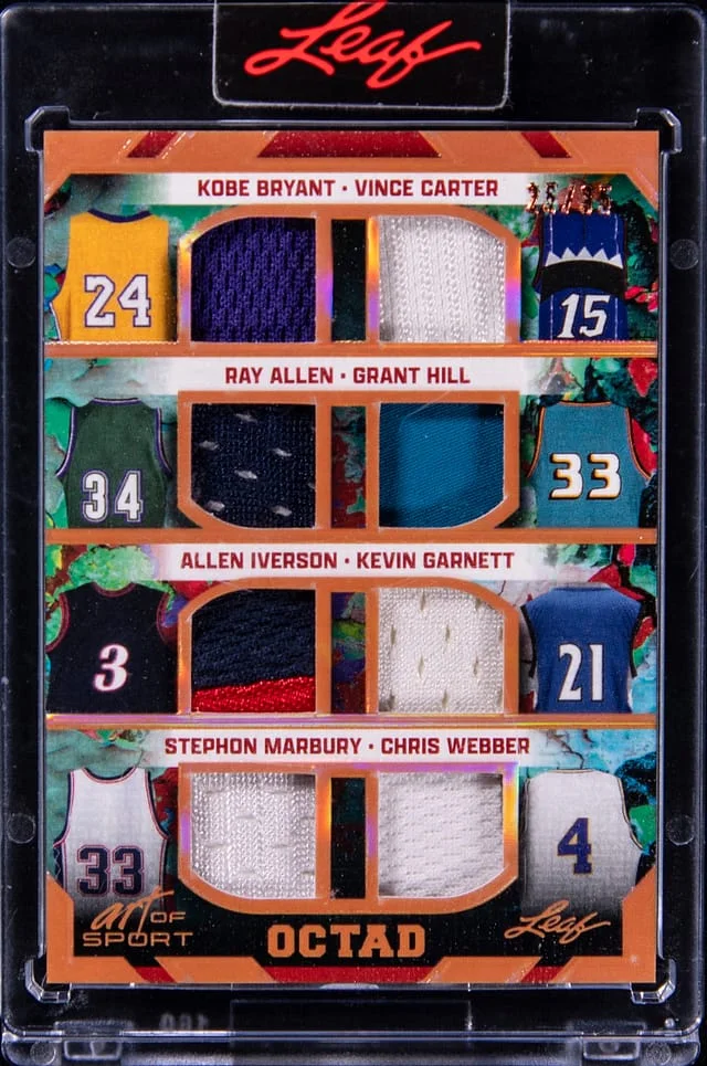 2023-24 Leaf Bryant/Carter/Allen/Hill/Iverson/Garnett/Marbury/Webber Art of Sport Octad #O-1 card image