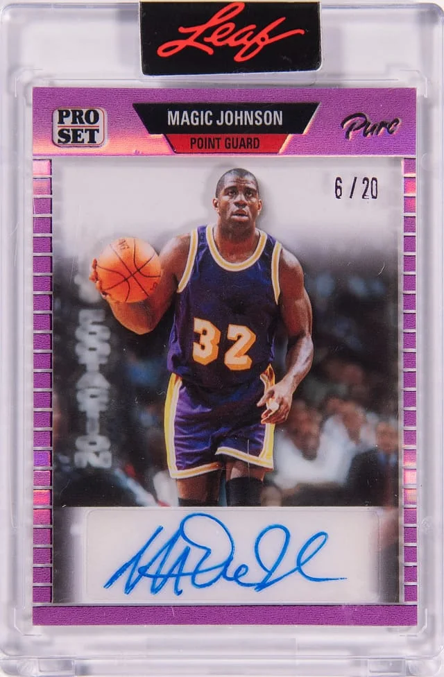 2023-24 Leaf Magic Johnson Pro Set Pure 1989 Magenta Spectrum Autograph #89MJ-1 card image