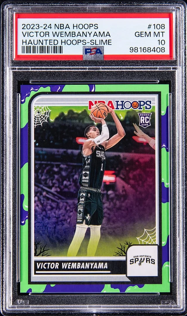 2023-24 NBA Hoops Victor Wembanyama Haunted Hoops Holo Candy #108 card image