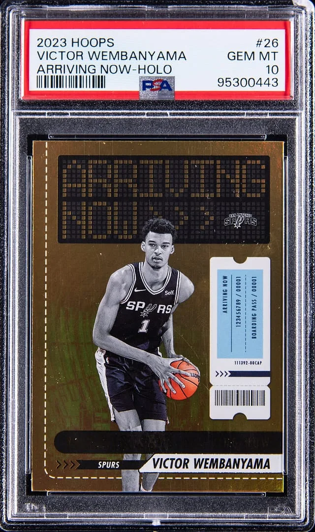 2023-24 NBA Hoops Victor Wembanyama Arriving Now Holo #26 card image