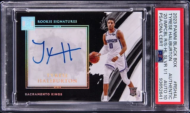 2023-24 Panini Black Tyrese Haliburton Box 2020 Impeccable Signature Holo Silver #RS-HAL card image