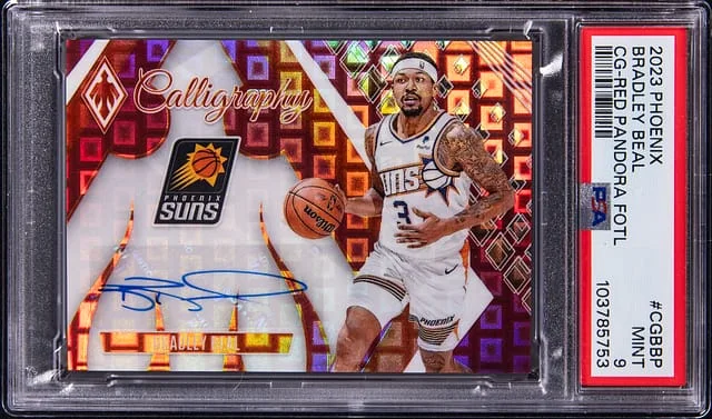 2023-24 Panini Bradley Beal Phoenix Calligraphy Red Pandora FOTL #CGBBP card image