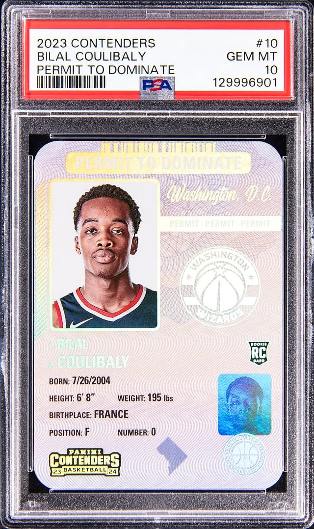 2023-24 Panini Contenders Bilal Coulibaly Permit to Dominate #10 card image