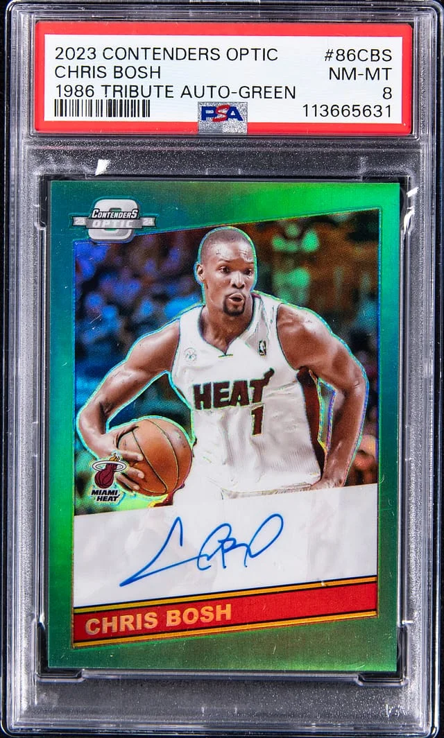 2023-24 Panini Contenders Chris Bosh 1986 Tribute Autograph Green #86-CBS card image