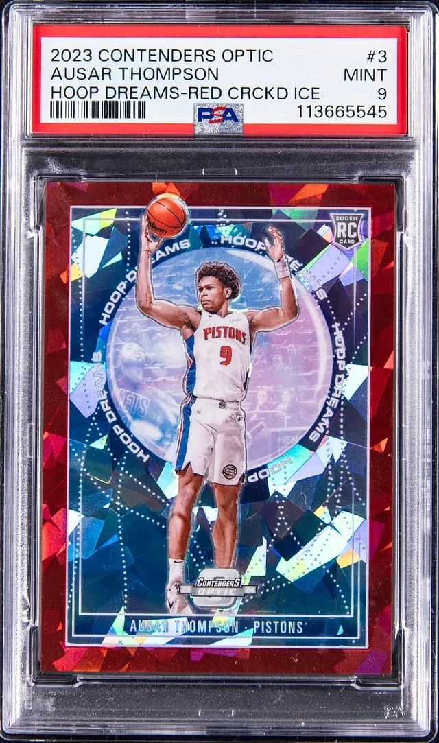 2023-24 Panini Contenders Optic Ausar Thompson Hoop Dreams Red Cracked Ice #3 card image