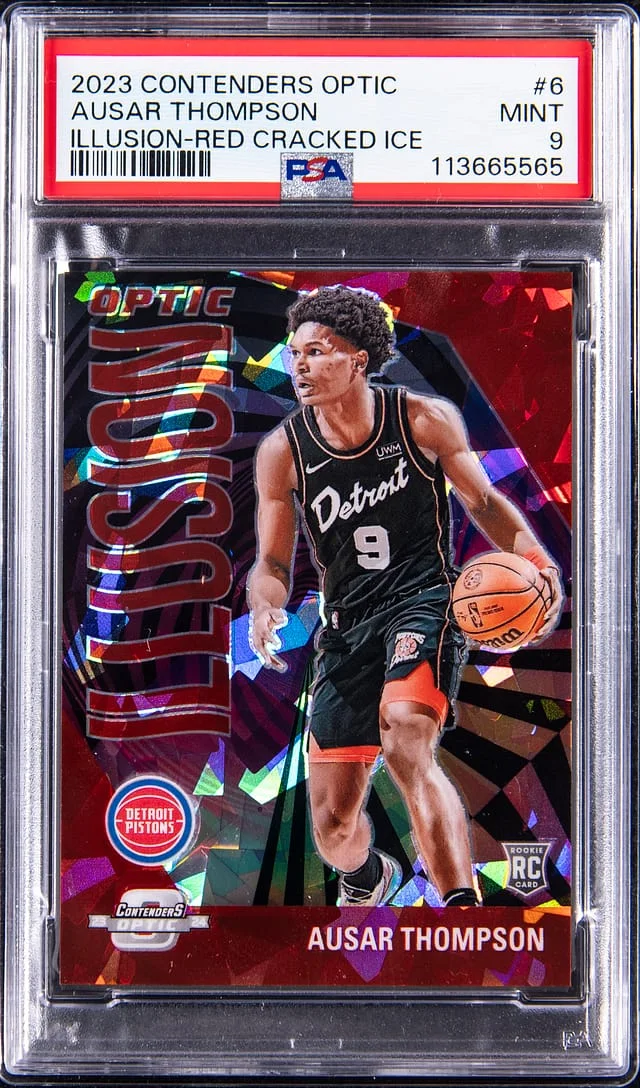 2023-24 Panini Contenders Optic Ausar Thompson Illusion Red Cracked Ice #6 card image