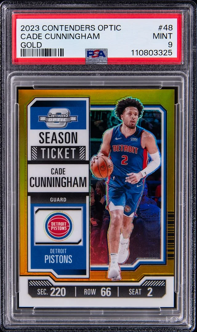 2023-24 Panini Contenders Optic Cade Cunningham Season Ticket Gold #48 card image