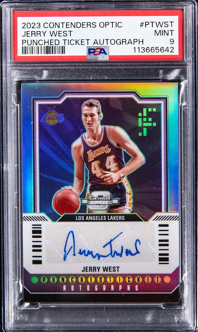 2023-24 Panini Contenders Optic Jerry West Punched Ticket Autograph #PT-WST card image