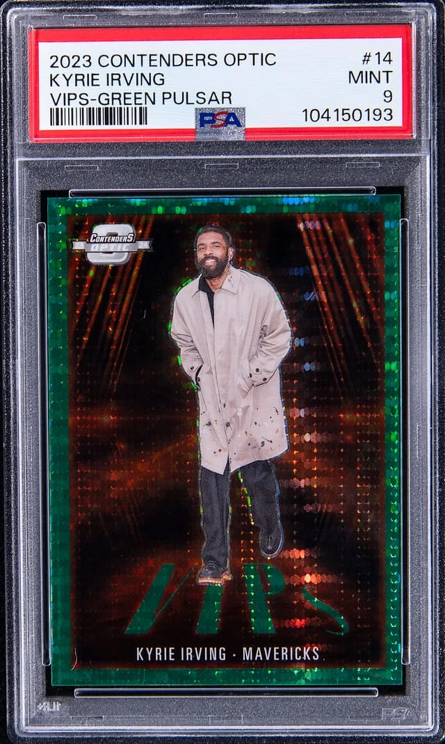 2023-24 Panini Contenders Optic Kyrie Irving Vips Green Pulsar #14 card image
