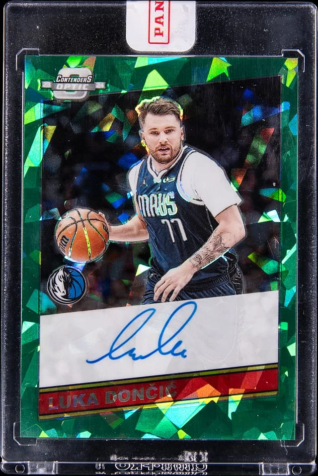 2023-24 Panini Contenders Optic Luka Doncic 1986 Tribute Autographs International Jade #86-LKD card image