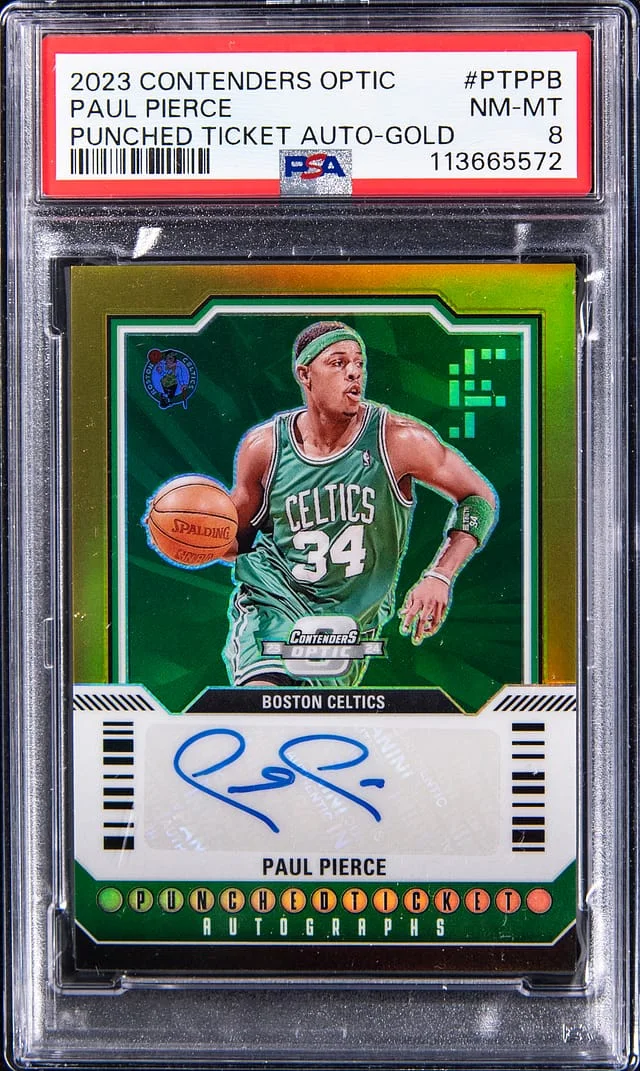 2023-24 Panini Contenders Optic Paul Pierce Punch Ticket Autograph Gold #PT-PPB card image