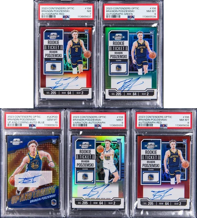 2023-24 Panini Contenders Optic Signed Cards Brandin Podziemski Signed Lot (5) - Featuring #5 card image