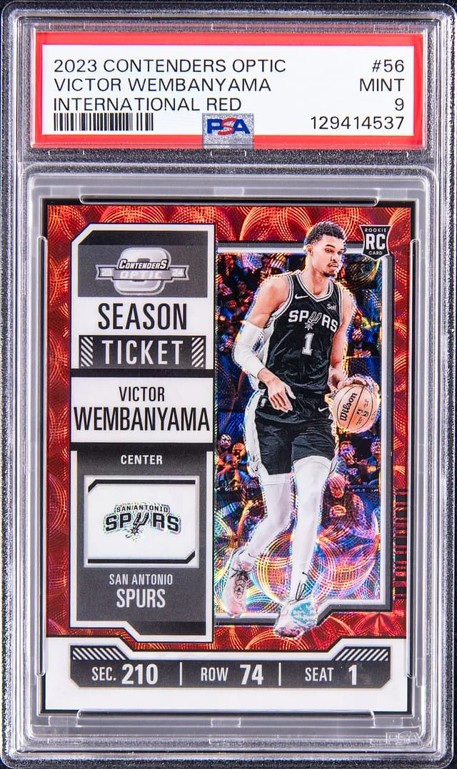 2023-24 Panini Contenders Optic Victor Wembanyama Season Ticket International Red #56 card image