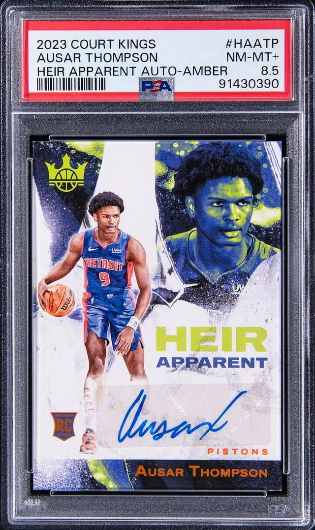 2023-24 Panini Court Kings Ausar Thompson Heir Apparent Autograph Amber #HA-ATP card image