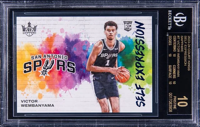 2023-24 Panini Court Kings Victor Wembanyama Self Expression Sapphire #7 card image