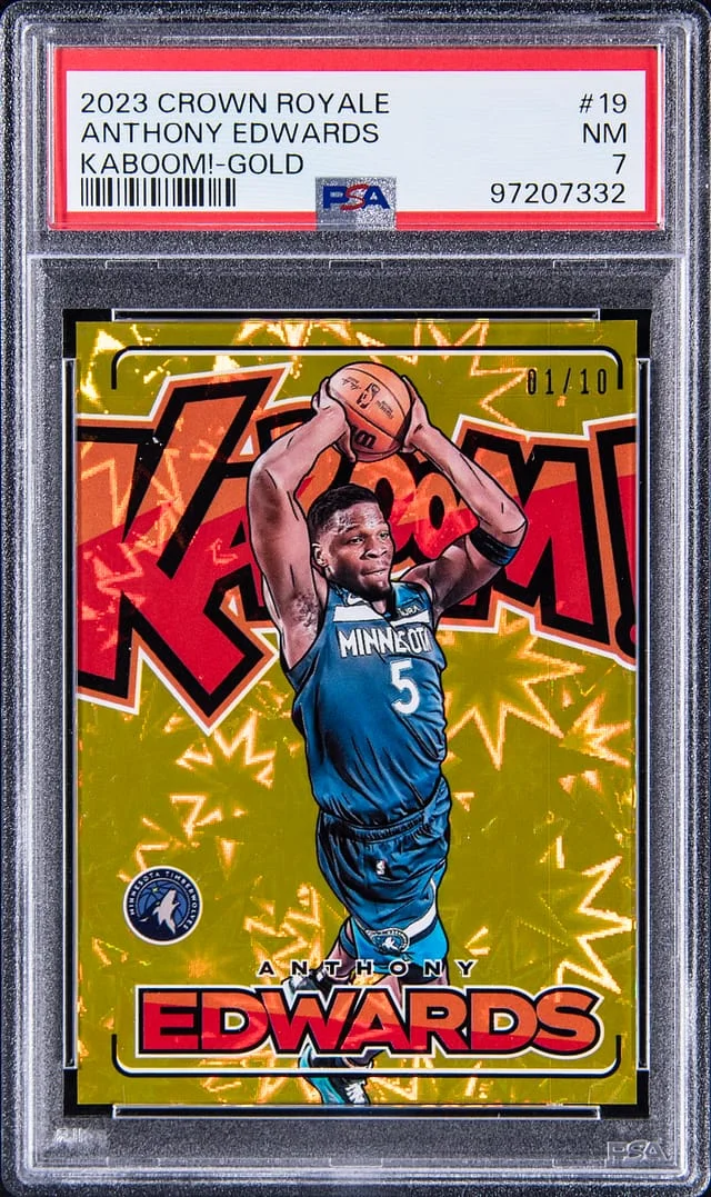 2023-24 Panini Crown Royale Anthony Edwards Kaboom! Gold #19 card image