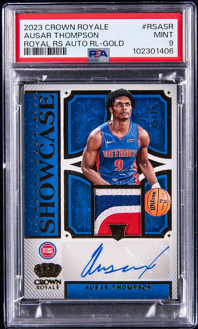 2023-24 Panini Crown Royale Ausar Thompson Showcase Autograph Relic Gold #RS-ASR card image